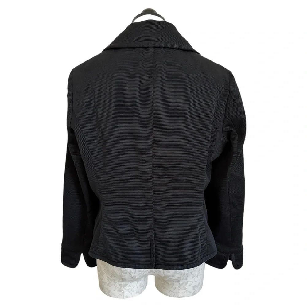Talbots Black Pea Coat Double Breasted Textured Ridged Fully Lined Size 14 - Picture 5 of 14